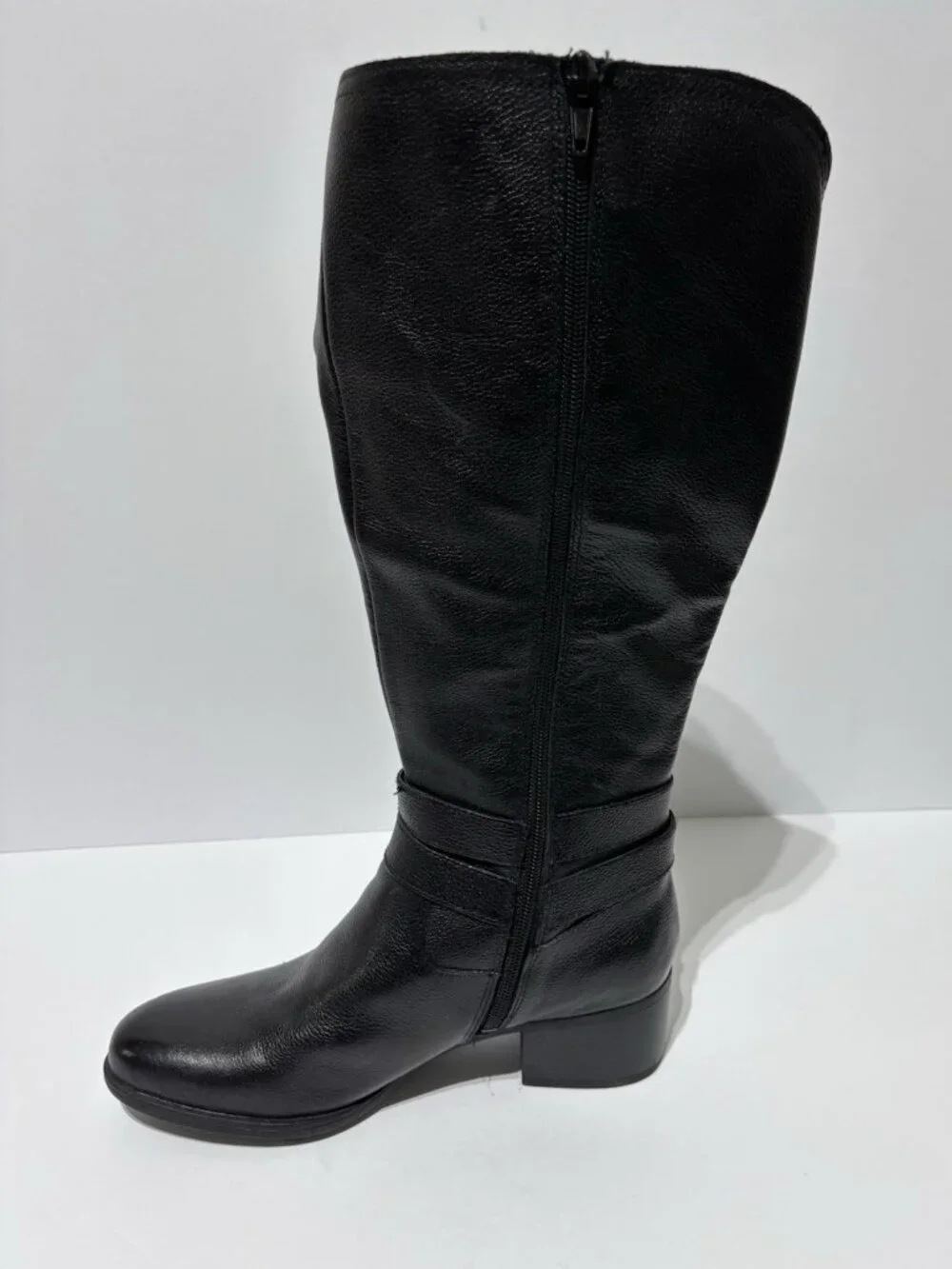 Naturalizer Women’s Kim, Black Leather Knee High Boots, Size 8.5M, Wide Calf